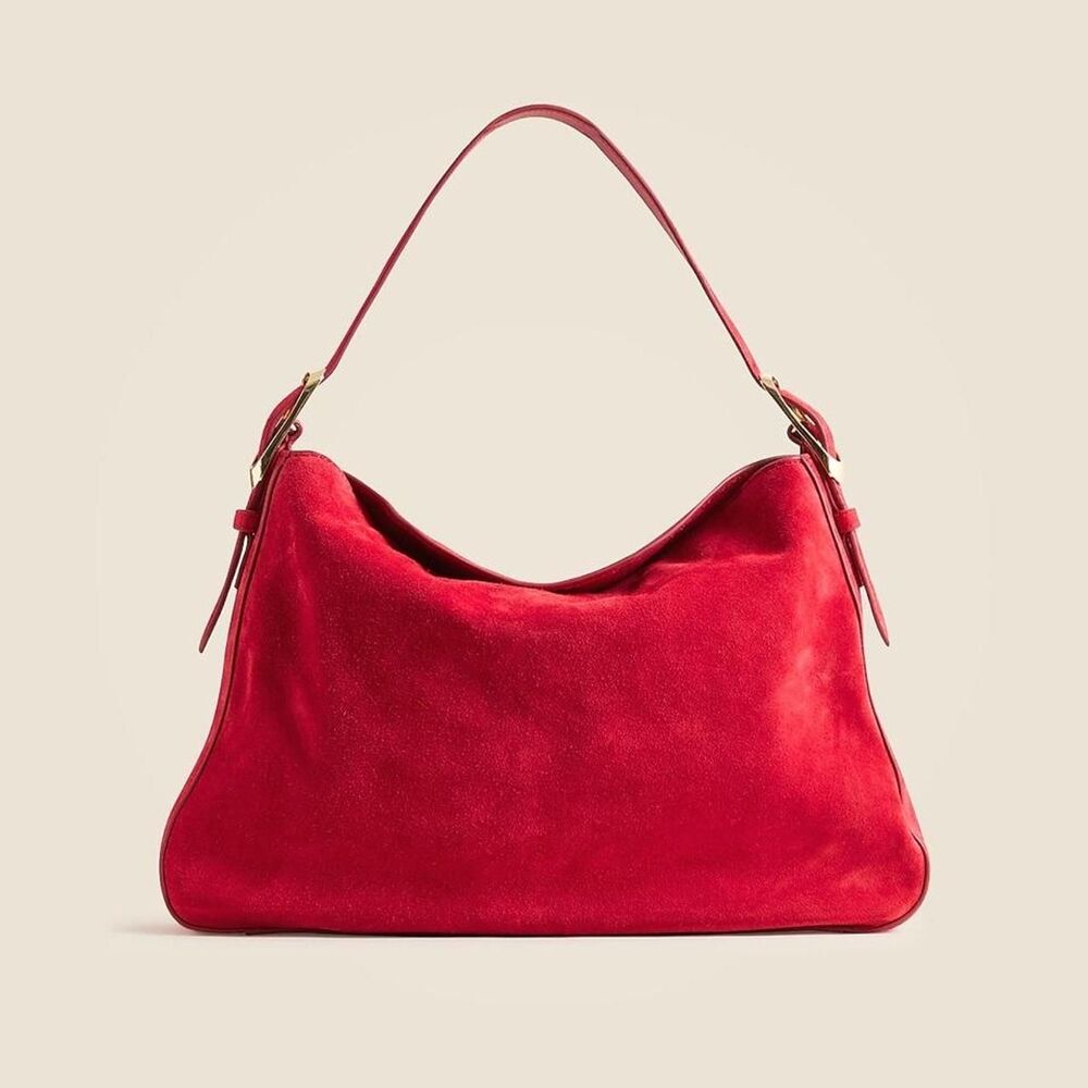 NWT J.Crew Berkeley Suede Shoulder Bag - Radiant Ruby
